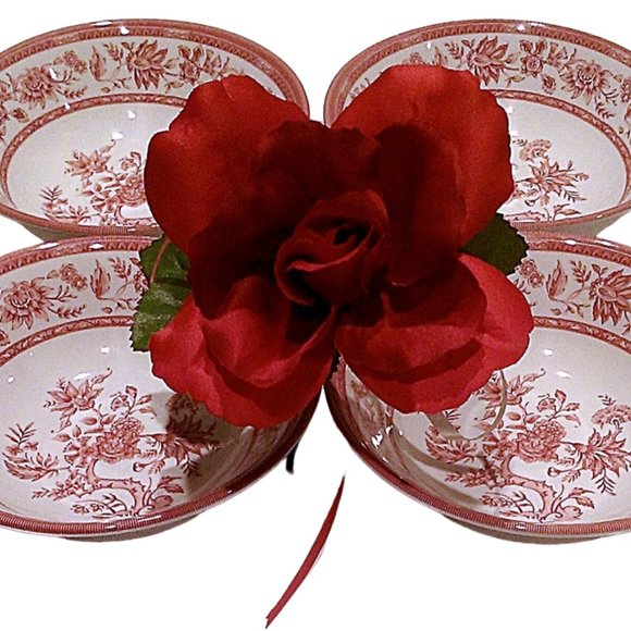 Churchill Indian Tree Bowls, Cottage Dinnerware, Dessert Bowls, Farmhouse Bowls - Picture 3 of 9